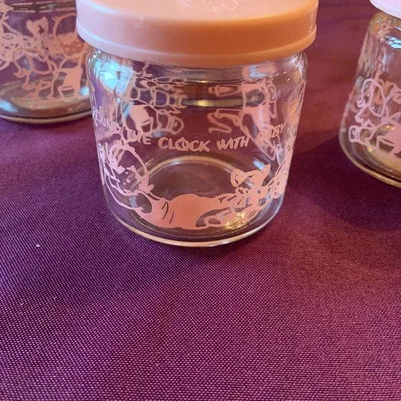 Vintage "Round The Clock With Baby" Glass Jars with Lids - Picture 2 of 8